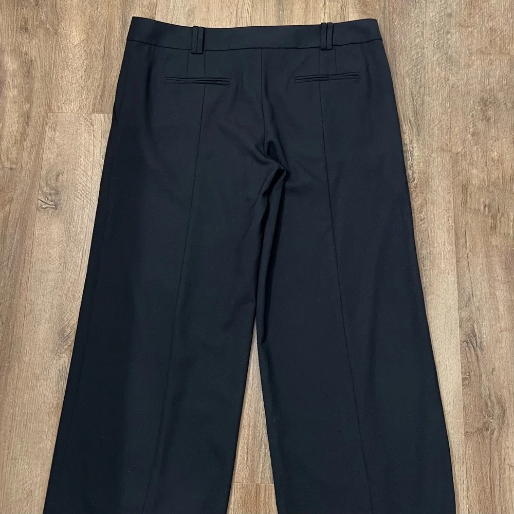 Tory Burch Black Wool Blend Wide Leg Trousers Pants Size 12